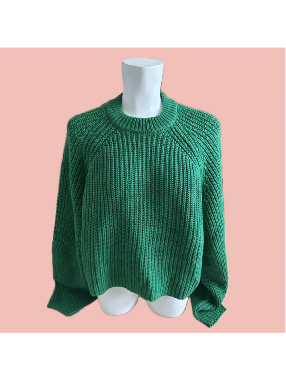 EDITED Irish Green Chunky Knit Sweater EU 42 US 10 Oversized Ribbed